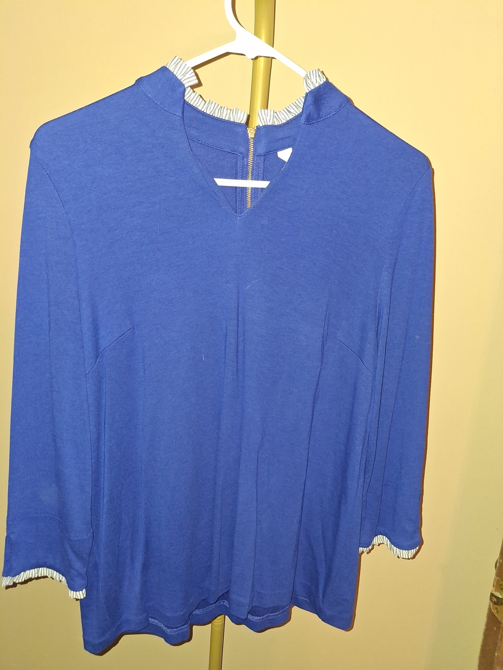 crown & ivy Royal Blue Ruffle-Trim Pullover
